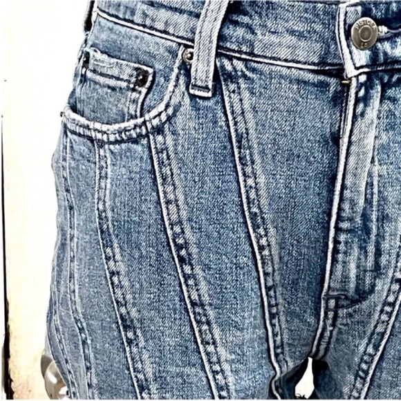 PISTOLA Light Blue Striped Jean Shorts Sz 27 - Picture 4 of 10